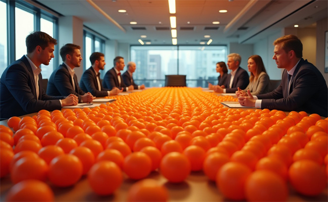 Biuro i pomarańczowe piłeczki